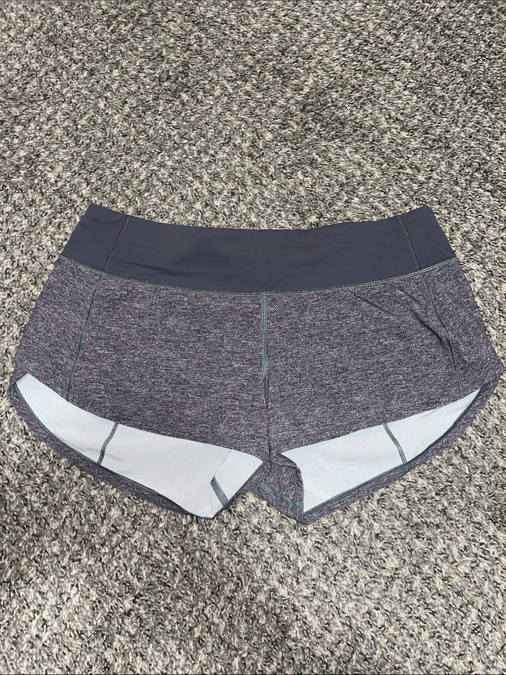 Lululemon Speed Up Shorts - Heather Lux Multi Black / Dark Carbon; Size 6
